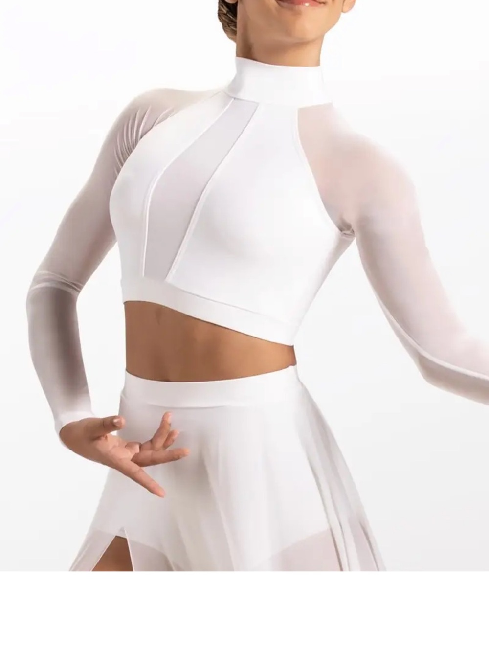 Weissman mock neck mesh top and shorts